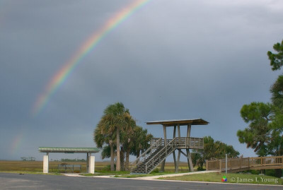 Double rainbow over the lighthouse observation deck (07-21-2020) - St. Marks National Wildlife Refuge.